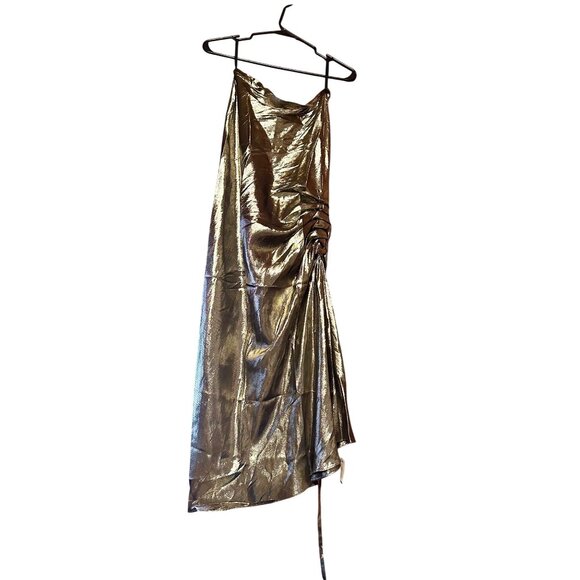 Ellery Laura Silver Lamé Ruche Slip Skirt 65% Silk US 0 Australian Coture $2195 - Picture 8 of 16